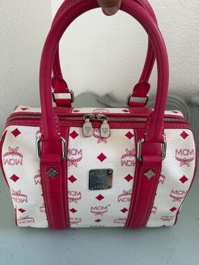 MCM BOSTON WHITE/SOFT PINK BAG